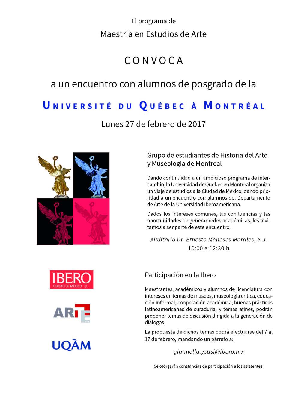 Convocatoria a un ENCUENTRO con alumnos la Université du Québec à&nbsp;Montréal