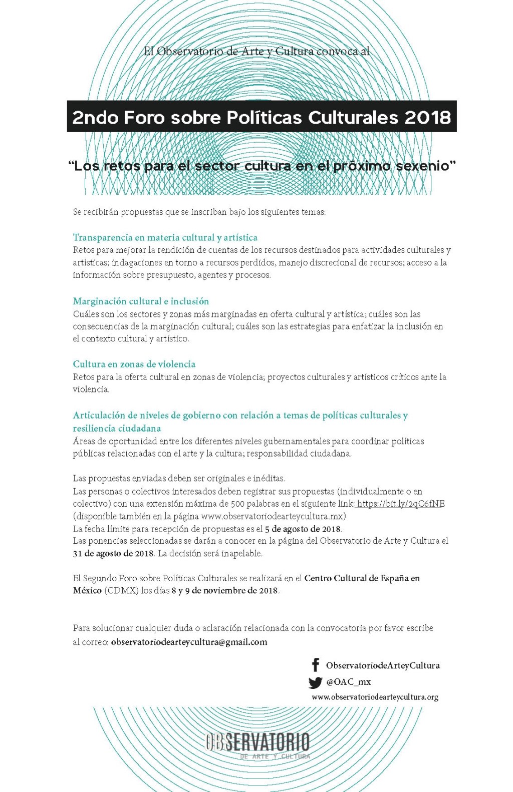 Segundo Foro del Observatorio de arte y&nbsp;cultura