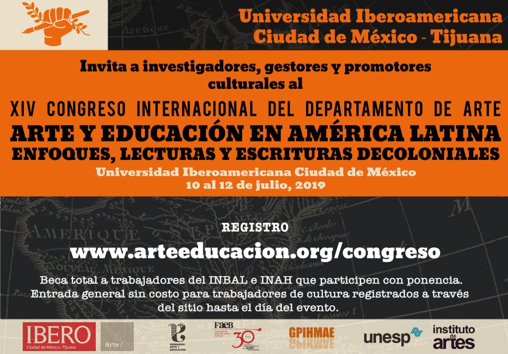 Invitación al XIV Congreso Internacional del Departamento de Arte «Arte y educación en América Latina: enfoques, lecturas y escrituras&nbsp;decoloniales»